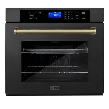 ZLINE 30" Autograph Edition Single Wall Oven with Self Clean and True Convection in Black Stainless Steel
