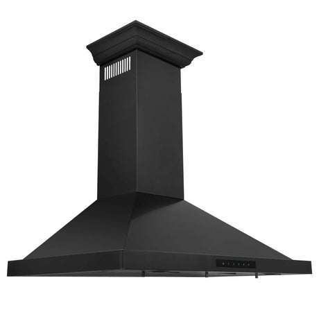 ZLINE 30" Convertible Vent Wall Mount Range Hood in Black Stainless Steel with Crown Molding