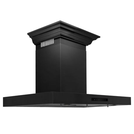 ZLINE 30" Convertible Vent Wall Mount Range Hood in Black Stainless Steel with Crown Molding
