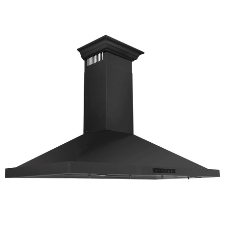 ZLINE 42" Convertible Vent Wall Mount Range Hood in Black Stainless Steel with Crown Molding