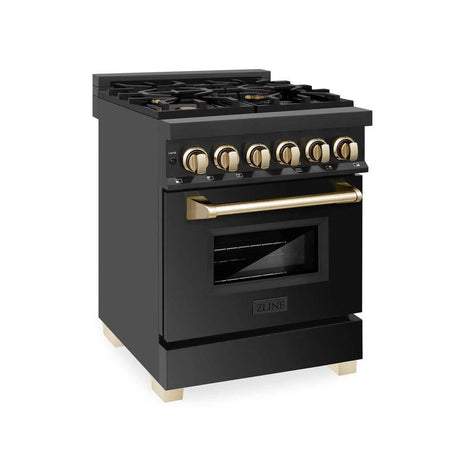 ZLINE Autograph Edition 24" 2.8 cu. ft. Dual Fuel Range with Gas Stove and Electric Oven in Black Stainless Steel