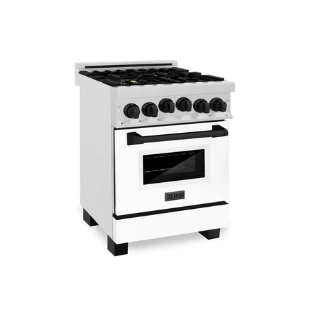 ZLINE Autograph Edition 24" 2.8 cu. ft. Range with Gas Stove and Gas Oven in DuraSnow Stainless Steel with White Matte Door