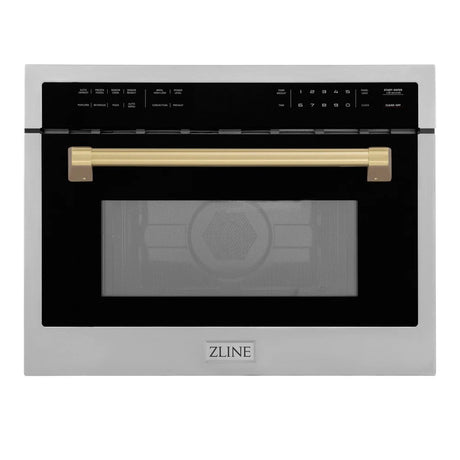 ZLINE Autograph Edition 24" 1.6 cu ft. Built-in Convection Microwave Oven in Stainless Steel and Champagne Bronze Accents (MWOZ-24-CB)