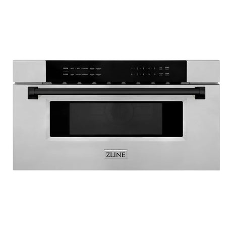 ZLINE Autograph Edition 30" Built-in Microwave Drawer in Stainless Steel with Matte Black Accents