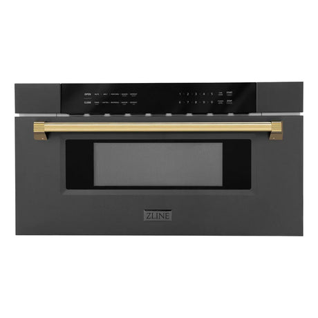 ZLINE Autograph Edition 30" Built-in Microwave Drawer in Black Stainless Steel