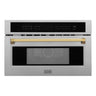 ZLINE Autograph Edition 30” Built-in Convection Microwave Oven in DuraSnow Stainless Steel Polished Gold