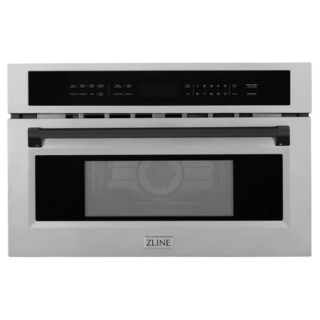 ZLINE Autograph Edition 30” Built-in Convection Microwave Oven in DuraSnow Stainless Steel Matte Black
