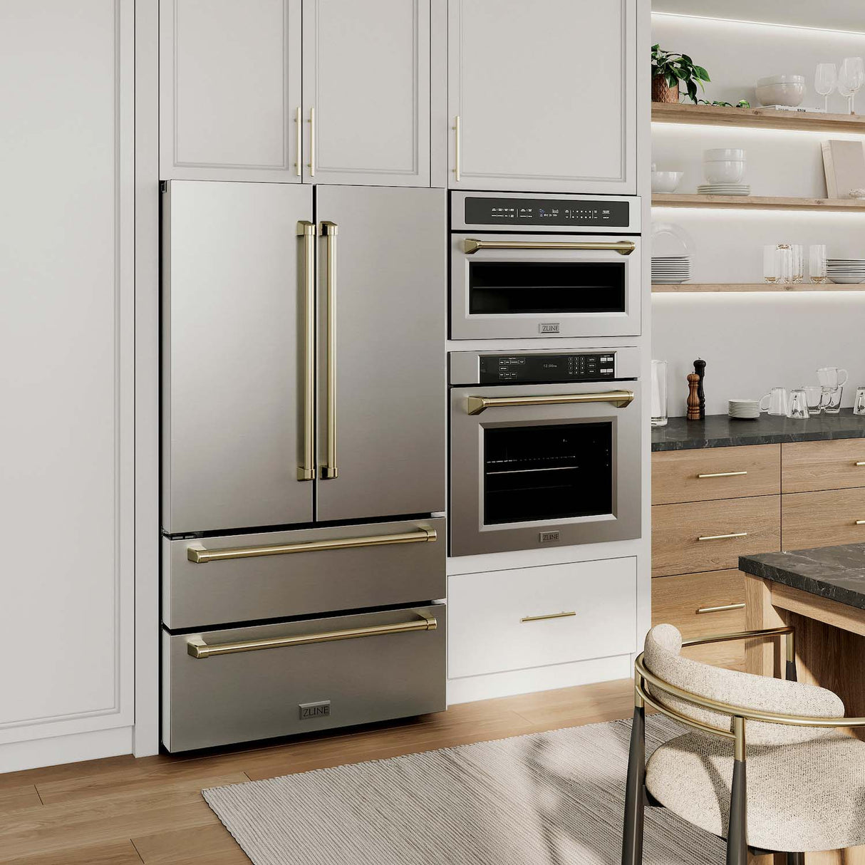 ZLINE Autograph Edition 30” Built-in Convection Microwave Oven in Stainless Steel Gold Accents