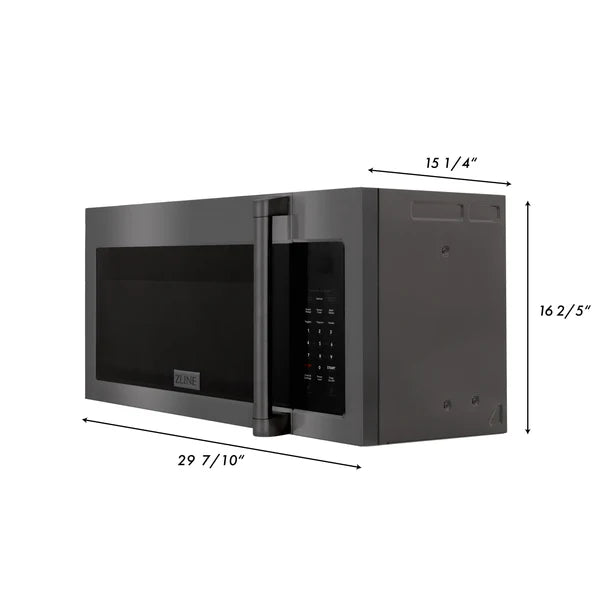 ZLINE 30" 1.5 cu. ft. Over the Range Microwave in Fingerprint Resistant Stainless Steel, Black & Stainless Steelwith Traditional Handle and Set of 2 Charcoal Filters Black Stainless Steel