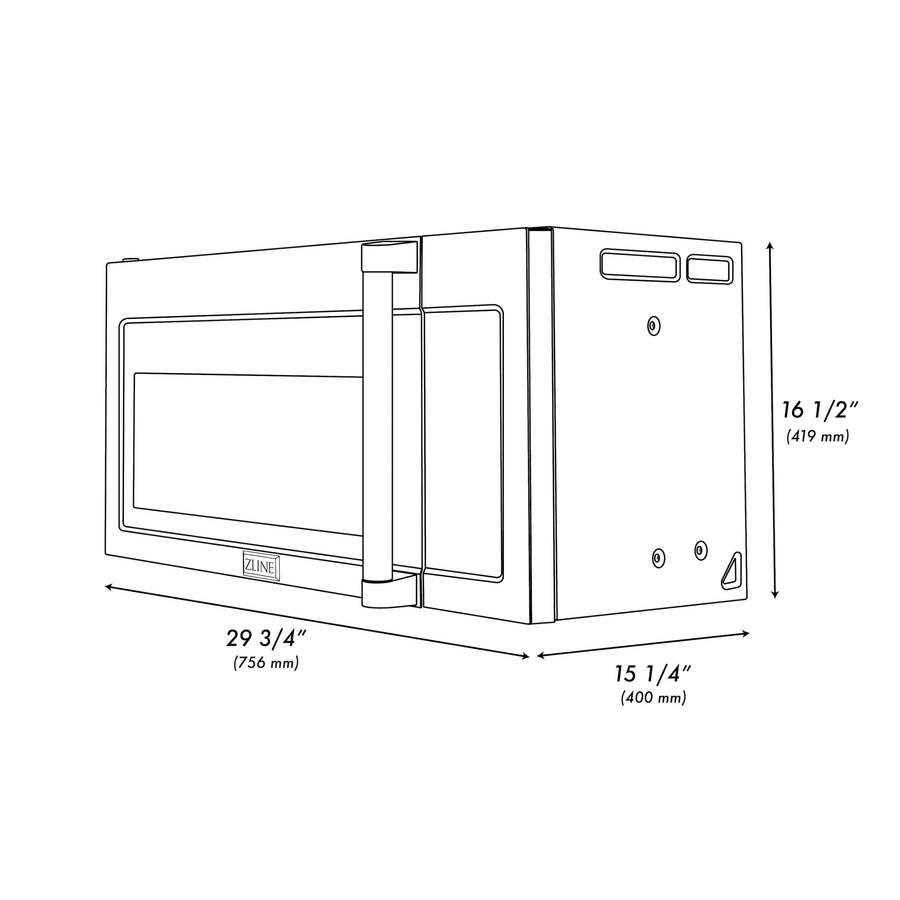 ZLINE 30" Over the Range Microwave with Traditional Handle and Charcoal Filters