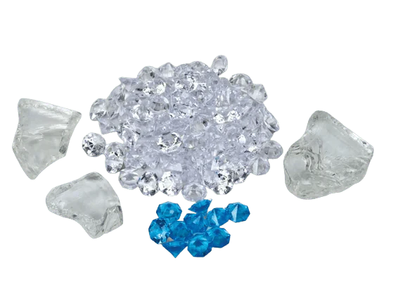 Amantii Electric Ice Media Kit - Includes 3 large glass rocks, 95 clear diamond media, 10 blue diamond media & package of clear acrylic media