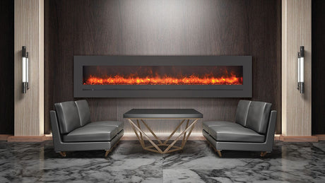 Amantii Wall Mount / Flush Mount Electric Fireplace with a Steel Surround and Glass Media