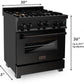 ZLINE 30 in. Kitchen Appliance Package with Black Stainless Steel Gas Range, Range Hood, Microwave Drawer and Dishwasher, 4KP-SGRBRH30-MWDW