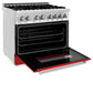 ZLINE 36 in. Professional Gas Burner/Electric Oven Stainless Steel Range with Red Matte Door, RA-RM-36