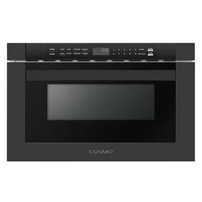 Cosmo Haven 24" 1.2 cu. ft. Built-in Microwave Drawer, 1000W, Touch Controls, Defrosting Rack in Matte Black, COS-12MWDBK