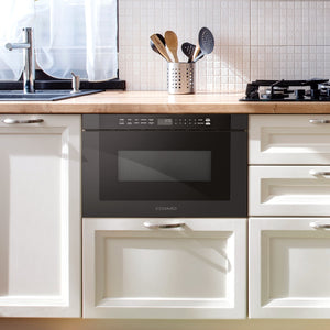 Cosmo Haven 24" 1.2 cu. ft. Built-in Microwave Drawer, 1000W, Touch Controls, Defrosting Rack in Matte Black, COS-12MWDBK-NH