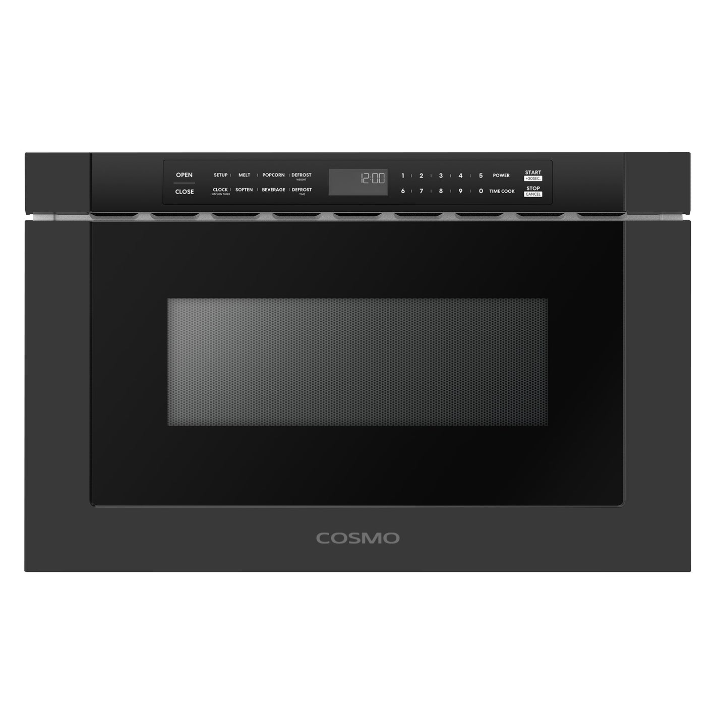 Cosmo Haven 24" 1.2 cu. ft. Built-in Microwave Drawer, 1000W, Touch Controls, Defrosting Rack in Matte Black, COS-12MWDBK-NH