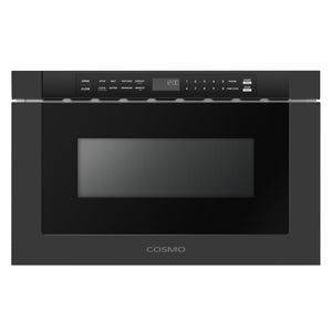 Cosmo Haven 24" 1.2 cu. ft. Built-in Microwave Drawer, 1000W, Touch Controls, Defrosting Rack in Matte Black, COS-12MWDBK-NH