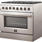FORNO Appliance Package - 36 Inch Dual Fuel Range, Wall Mount Range Hood, Dishwasher, AP-FFSGS6156-36-2