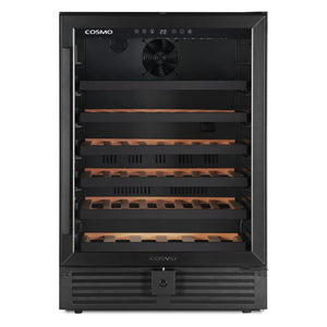 Cosmo Lumin 24" 52-Bottle Single Zone Compressor Wine Cooler, LED Lighting in Matte Black, COS-24BIWCS-BK