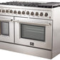 FORNO Appliance Package - 48" Gas Burner, Electric Oven Range, Range Hood, 60" Refrigerator, AP-FFSGS6156-48-15