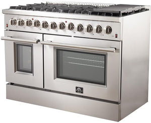 FORNO Appliance Package - 48" Gas Burner, Electric Oven Range, Range Hood, 60" Refrigerator, Dishwasher, AP-FFSGS6156-48-16
