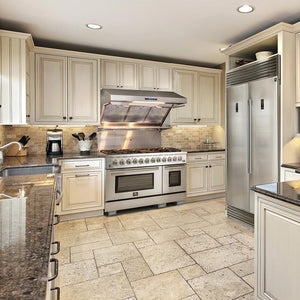 FORNO Package - 48 Inch Dual Fuel Range, Wall Mount Range Hood, Refrigerator, Microwave Drawer, Dishwasher, AP-FFSGS6156-48-8