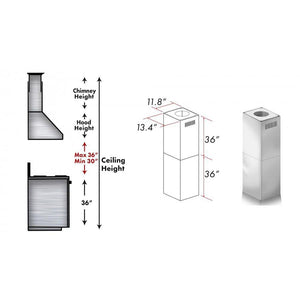 ZLINE 2 Piece Chimney Extension for 12ft Ceiling (2PCEXT-455/476/477/667/697)