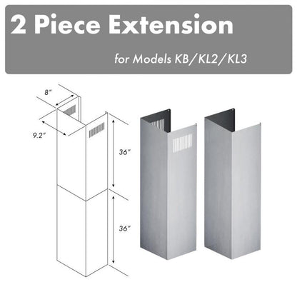 ZLINE Range Hood Chimney Extension for 10ft. to 12ft. Ceilings, 2PCEXT-KB/KL2/KL3
