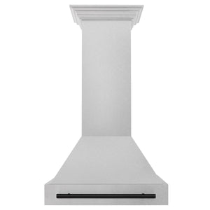 ZLINE Autograph 30" Satin Stainless Steel Wall Mount Range Hood with Matte Black Handle, 8654SNZ-30-MB