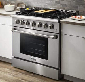 THOR Kitchen 36 in. Propane Gas Burner/Electric Oven Range in Stainless Steel, HRD3606ULP