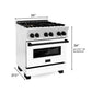 ZLINE Autograph 30" 4.0 cu. ft. Legacy Dual Fuel Range with 4 Burner Gas Cooktop and Electric Convection Oven in Satin Stainless Steel with White Matte Door and Matte Black Accents, RASZ-WM-30-MB