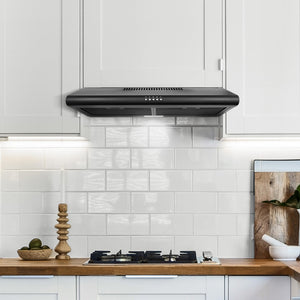 Cosmo Delta 30" Convertible Under Cabinet Range Hood, Button Controls, Reusable Filters, LED Lights in Matte Black, COS-5MU30-BK
