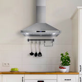 Cosmo 30" Ducted Wall MountRange Hood in Stainless Steel with Touch Controls, LED Lighting and Permanent Filters