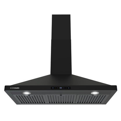 Cosmo Vista 36" 380 CFM Convertible Wall Mount Range Hood, Touch Controls, LED Lights in Matte Black, COS-63190S-BK