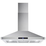 Cosmo 36" Ducted Wall Mount Range Hood in Stainless Steel with Touch Controls, LED Lighting and Permanent Filters