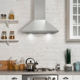 Cosmo 24" Ducted Wall Mount Range Hood in Stainless Steel with LED Lighting and Permanent Filters