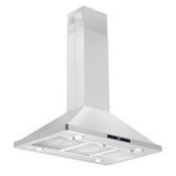 Cosmo 36" Ducted Island Range Hood with 380 CFM, 3-Speed Fan, Permanent Filters, LED Lights in Stainless Steel