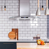 Cosmo 30" Ducted Wall Mount Range Hood in Stainless Steel with Touch Controls, LED Lighting and Permanent Filters