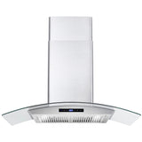 Cosmo 36" Ducted Wall Mount Range Hood in Stainless Steel with Touch Controls, LED Lighting and Permanent Filters