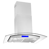 Cosmo 30" Ducted Island Range Hood in Stainless Steel with LED Lighting and Permanent Filters