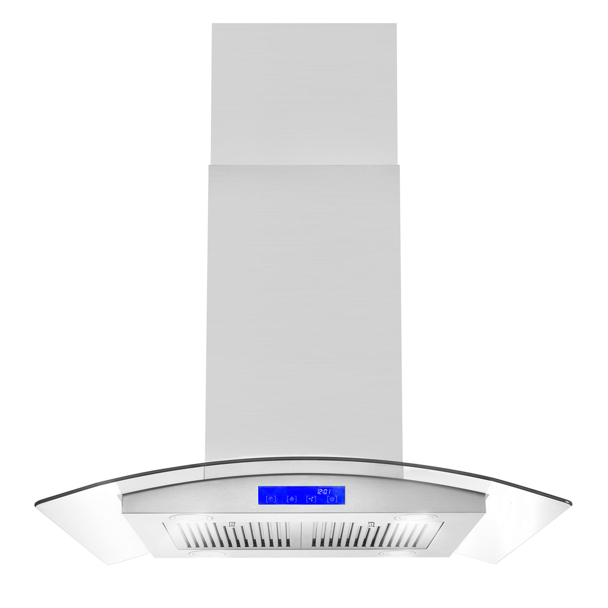 Cosmo 30" Ducted Island Range Hood in Stainless Steel with LED Lighting and Permanent Filters