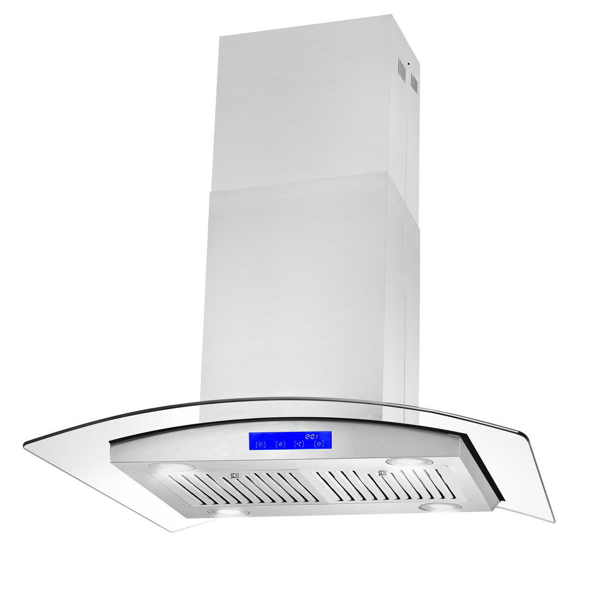 Cosmo 30" Ducted Island Range Hood in Stainless Steel with LED Lighting and Permanent Filters