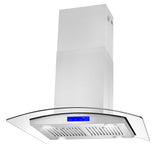 Cosmo 30" Ducted Island Range Hood in Stainless Steel with LED Lighting and Permanent Filters