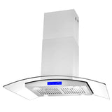 Cosmo 36" Ductless Island Range Hood in Stainless Steel with LED Lighting and Carbon Filter Kit for Recirculating