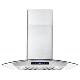 Cosmo 30" Ductless Wall Mount Range Hood in Stainless Steel with Soft Touch Controls, LED Lighting and Carbon Filter Kit for Recirculating