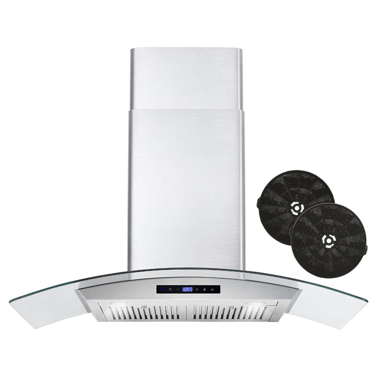 Cosmo 36" Ducted Wall Mount Range Hood in Stainless Steel with Touch Controls, LED Lighting and Permanent Filters