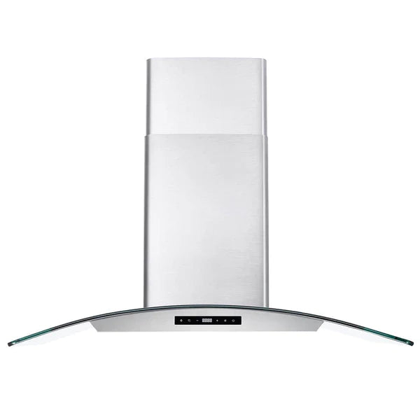 Cosmo 36" Ductless Wall Mount Range Hood in Stainless Steel with Soft Touch Controls, LED Lighting and Carbon Filter Kit for Recirculating