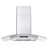 Cosmo 36" Ducted Wall Mount Range Hood in Stainless Steel with Touch Controls, LED Lighting and Permanent Filters