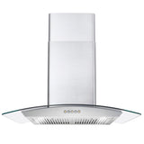 Cosmo 30" Ducted Wall Mount Range Hood in Stainless Steel with Push Button Controls, LED Lighting and Permanent Filters